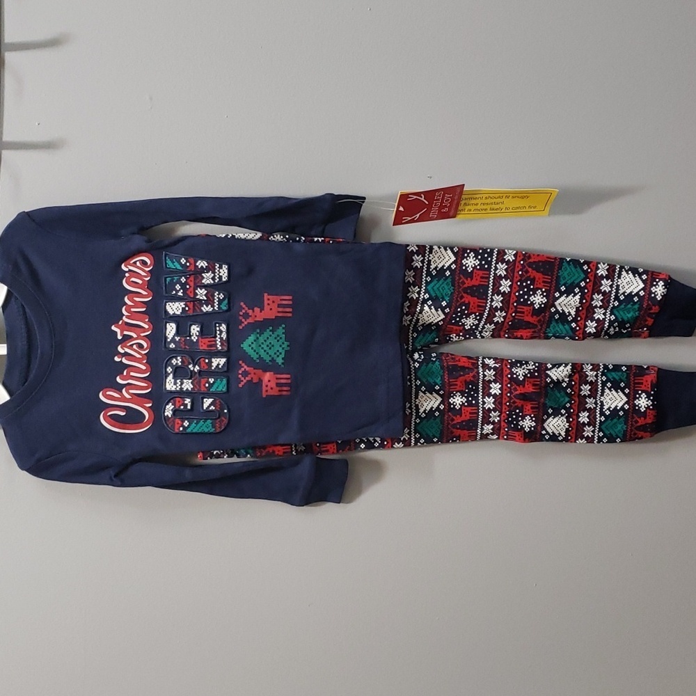 Jingles & Joy NWT Boys "Christmas Crew" 2-piece Pajama Set